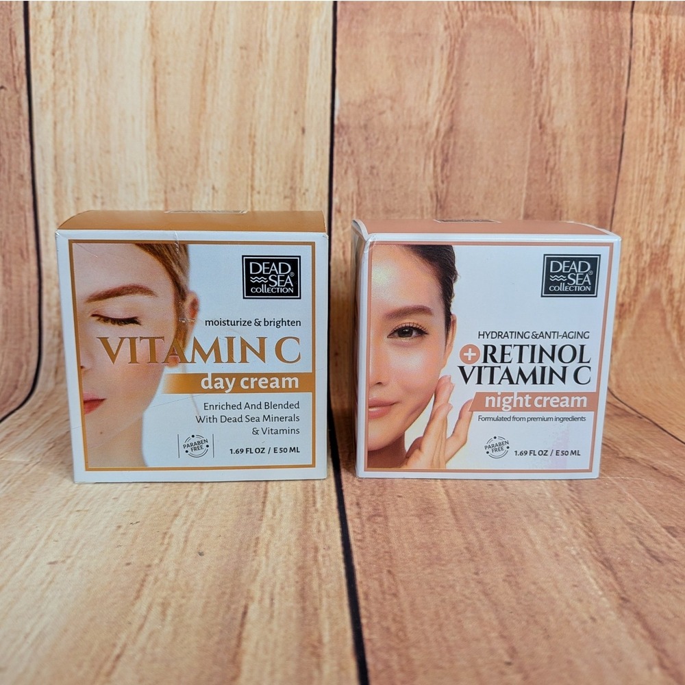 Dead Sea Collection Vitamin C Day Cream and Retinol Night Cream Set 1.69 oz Each